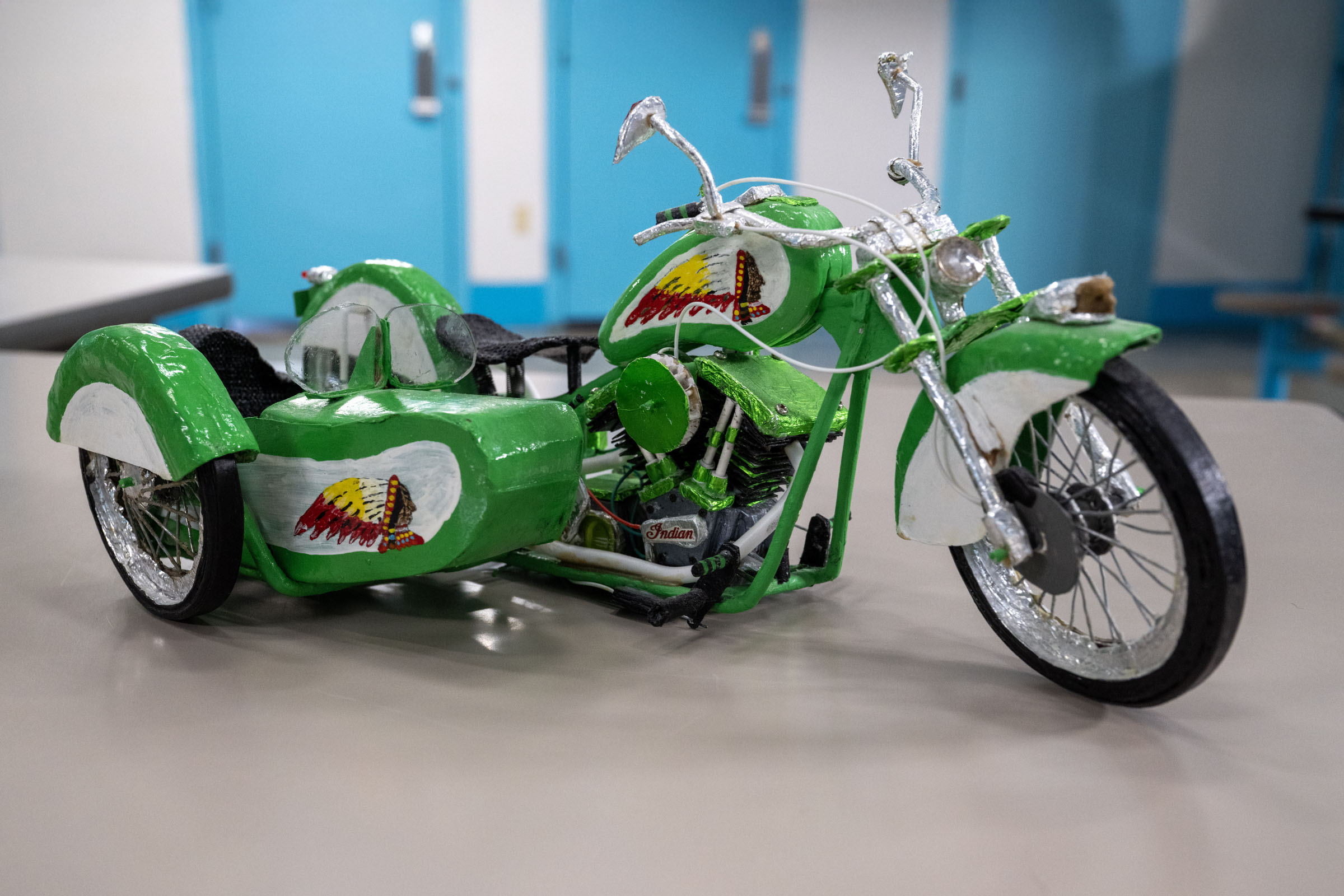Bright green Indian motorcycle model