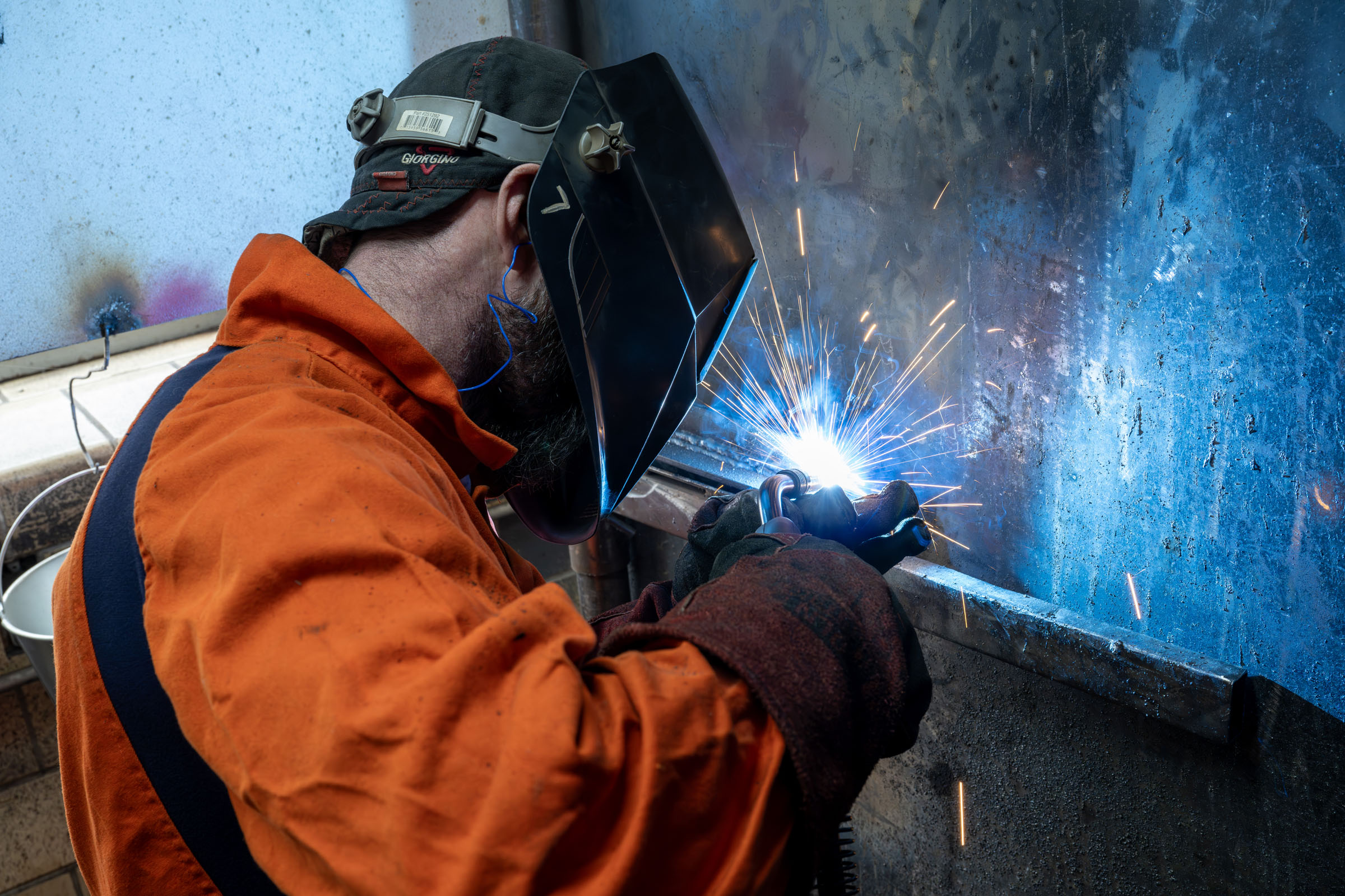 Student practices in welding shop