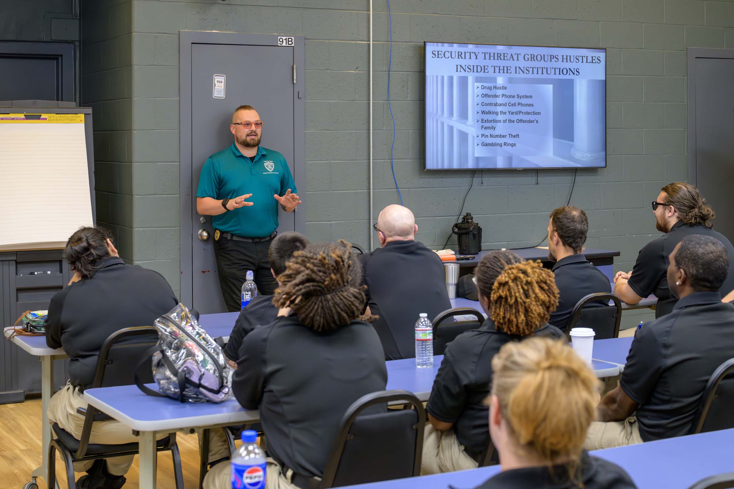 Dale Bode lectures to a class of cadets.