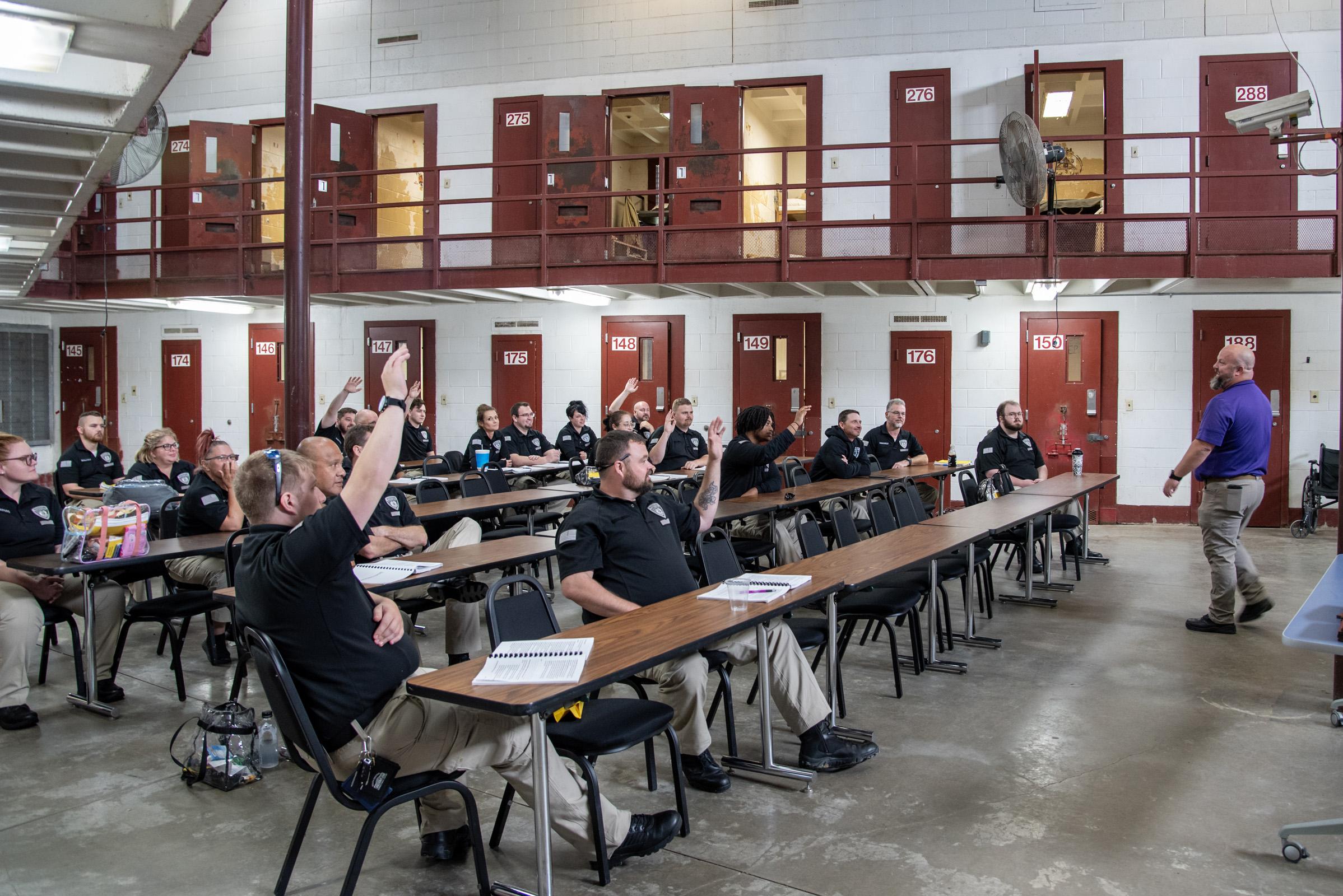 In the Academy for Excellence in Corrections, new staff are trained in environments that mirror those in which they will be working. Staff practice cell searches, counts and other functions in real housing units.