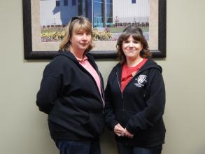Laundry Supervisor I Jeanne Drake and OSA Valerie Dredge