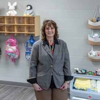 Kim Perkins manages the Prison Nursery Program, which includes parenting classes and other programming to help prepare moms for success after release.