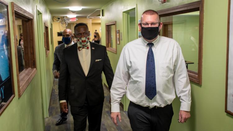Tony Lowden tour the Transition Center of St. Louis with Chris Sarchette