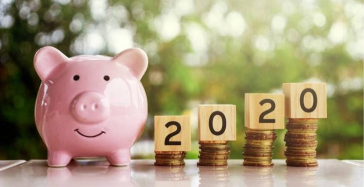piggy bank, stacked coins, 2020