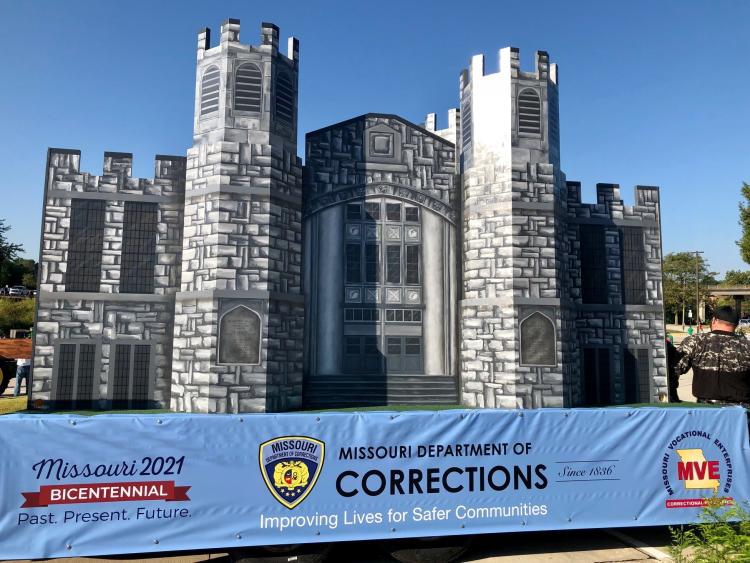 Parade float replica of Missouri State Penitentiary