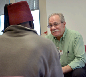 Offender speaks to Chaplain