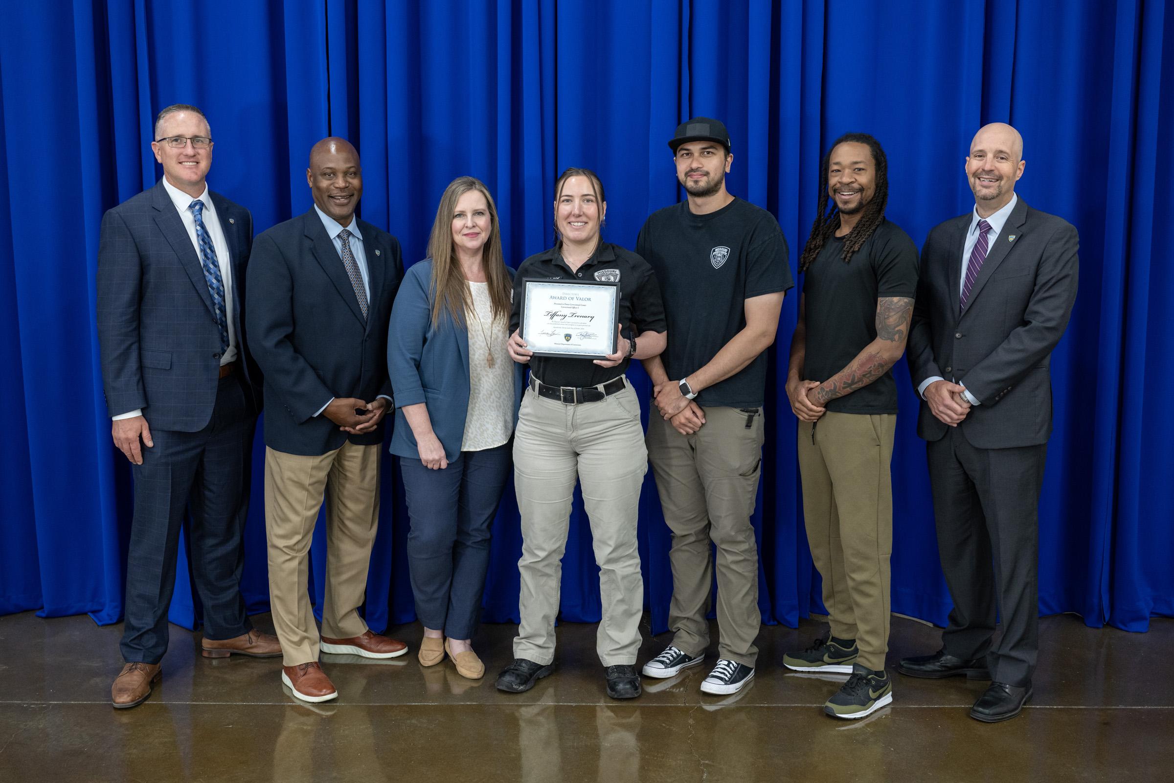 Correctional Officer I Tiffany Trenary with Potosi Correctional Center team and directors
