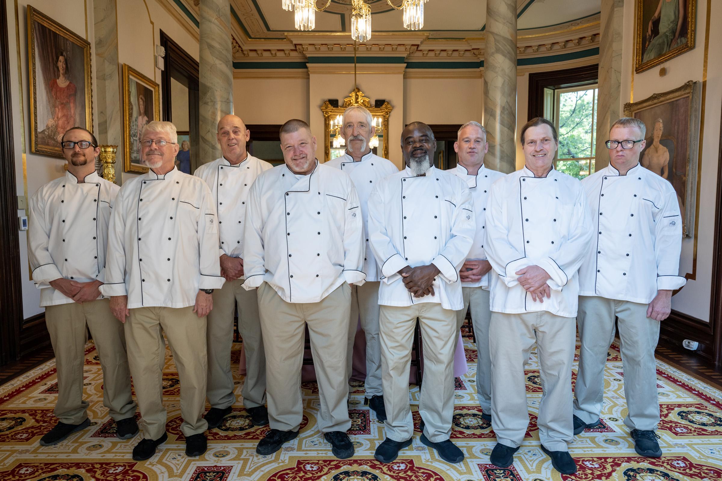 Governor's Mansion work release team from Algoa Correctional Center: Seth Haldiman, Michael Smith, Timothy Duncan, Jeremy Burton, Gary Herring, Thomas Buckner, Tyler Koppi, Kyle Schulz, Kyle Duffield