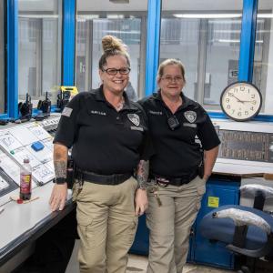 Officers in housing unit control center at Potosi Correctional Center