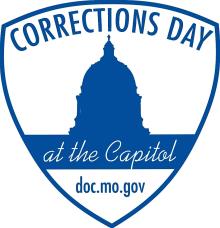 Shield with the words Corrections Day at the Capitol doc.mo.gov